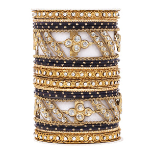 Golden dotted and Stone bangle set by Leshya