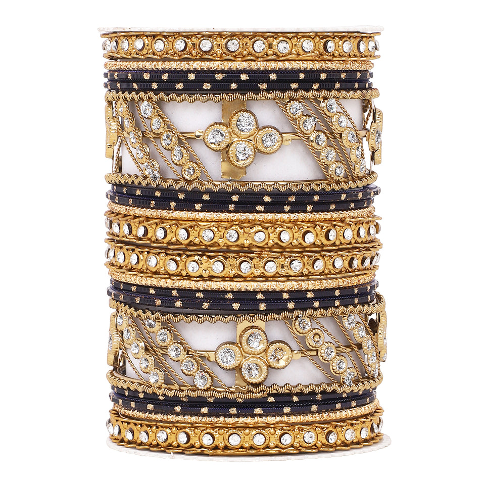Golden dotted and Stone bangle set by Leshya