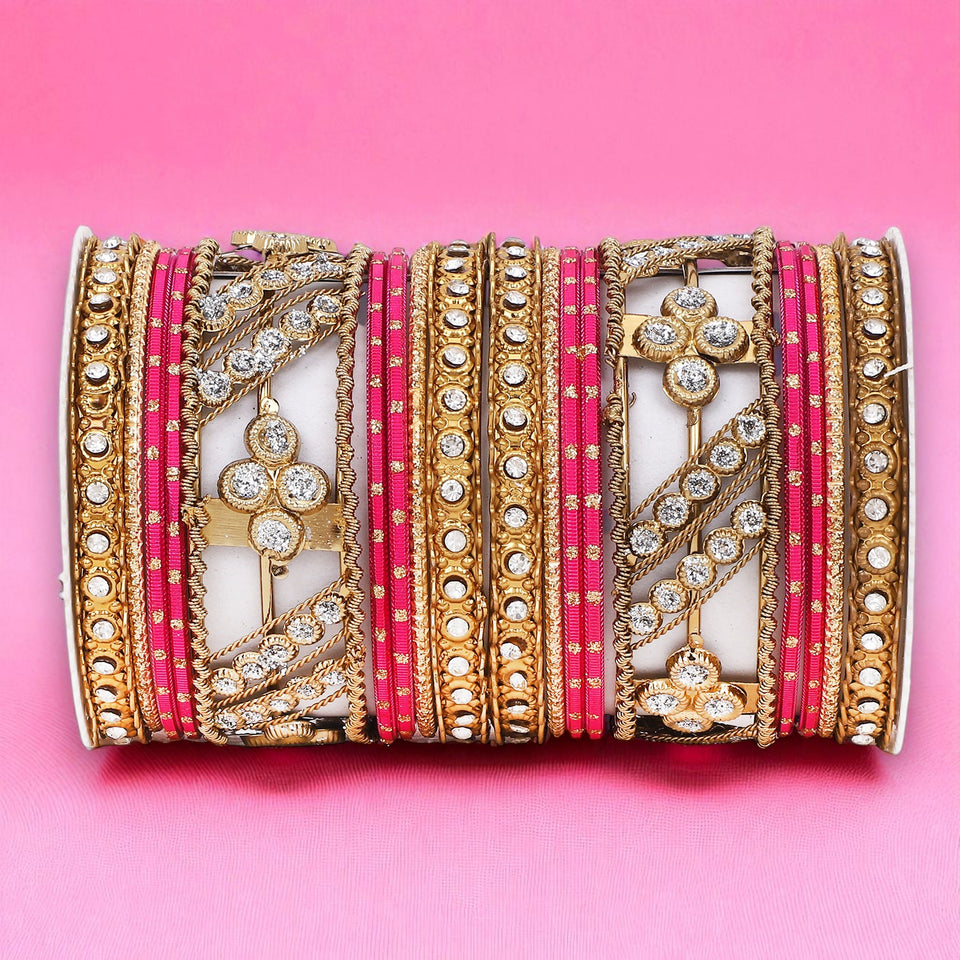Golden dotted and Stone bangle set by Leshya