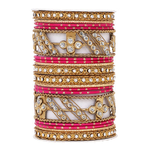 Golden dotted and Stone bangle set by Leshya
