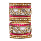 Golden dotted and Stone bangle set by Leshya