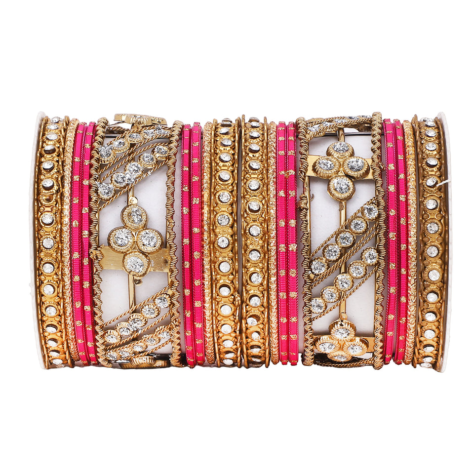 Golden dotted and Stone bangle set by Leshya