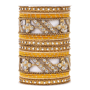 Golden dotted and Stone bangle set by Leshya