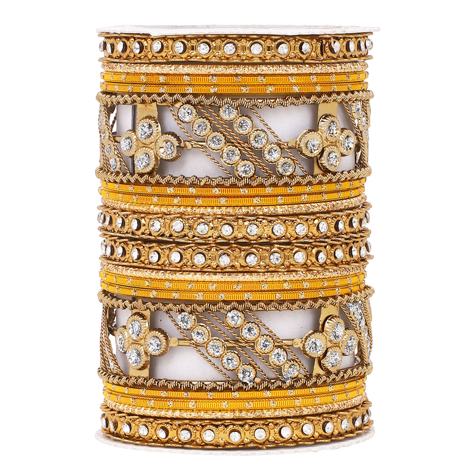 Golden dotted and Stone bangle set by Leshya