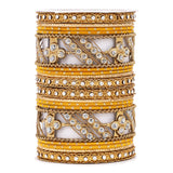 Golden dotted and Stone bangle set by Leshya