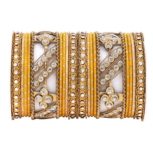 Golden dotted and Stone bangle set by Leshya