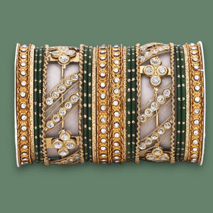 Golden dotted and Stone bangle set by Leshya