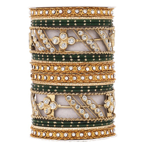Golden dotted and Stone bangle set by Leshya