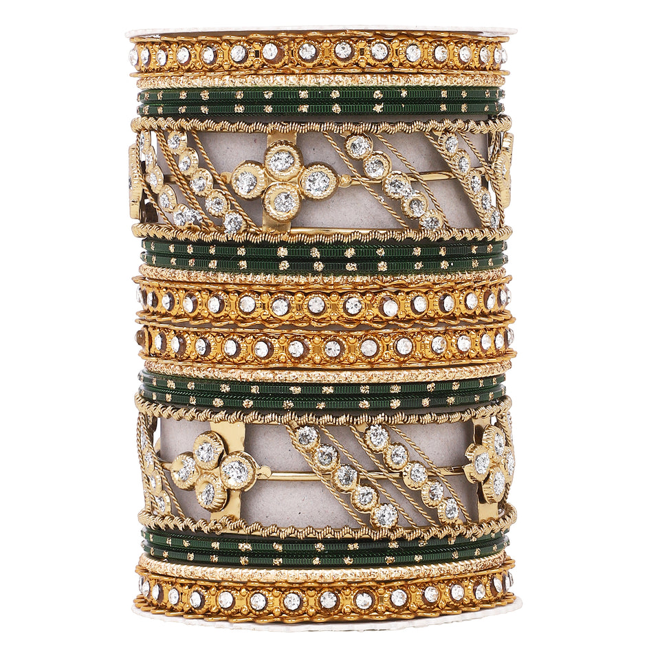 Golden dotted and Stone bangle set by Leshya