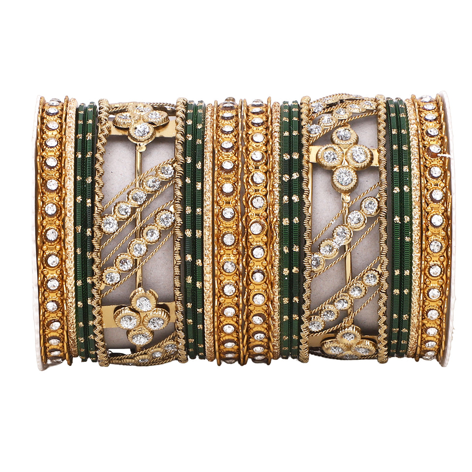 Golden dotted and Stone bangle set by Leshya