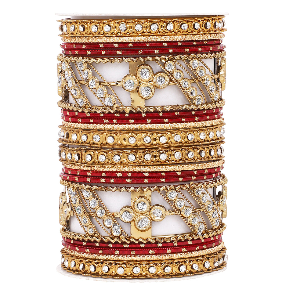 Golden dotted and Stone bangle set by Leshya