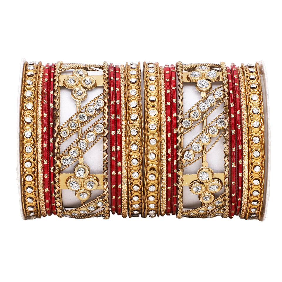 Golden dotted and Stone bangle set by Leshya