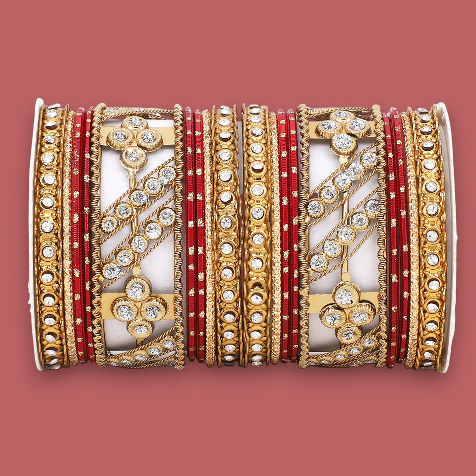 Golden dotted and Stone bangle set by Leshya