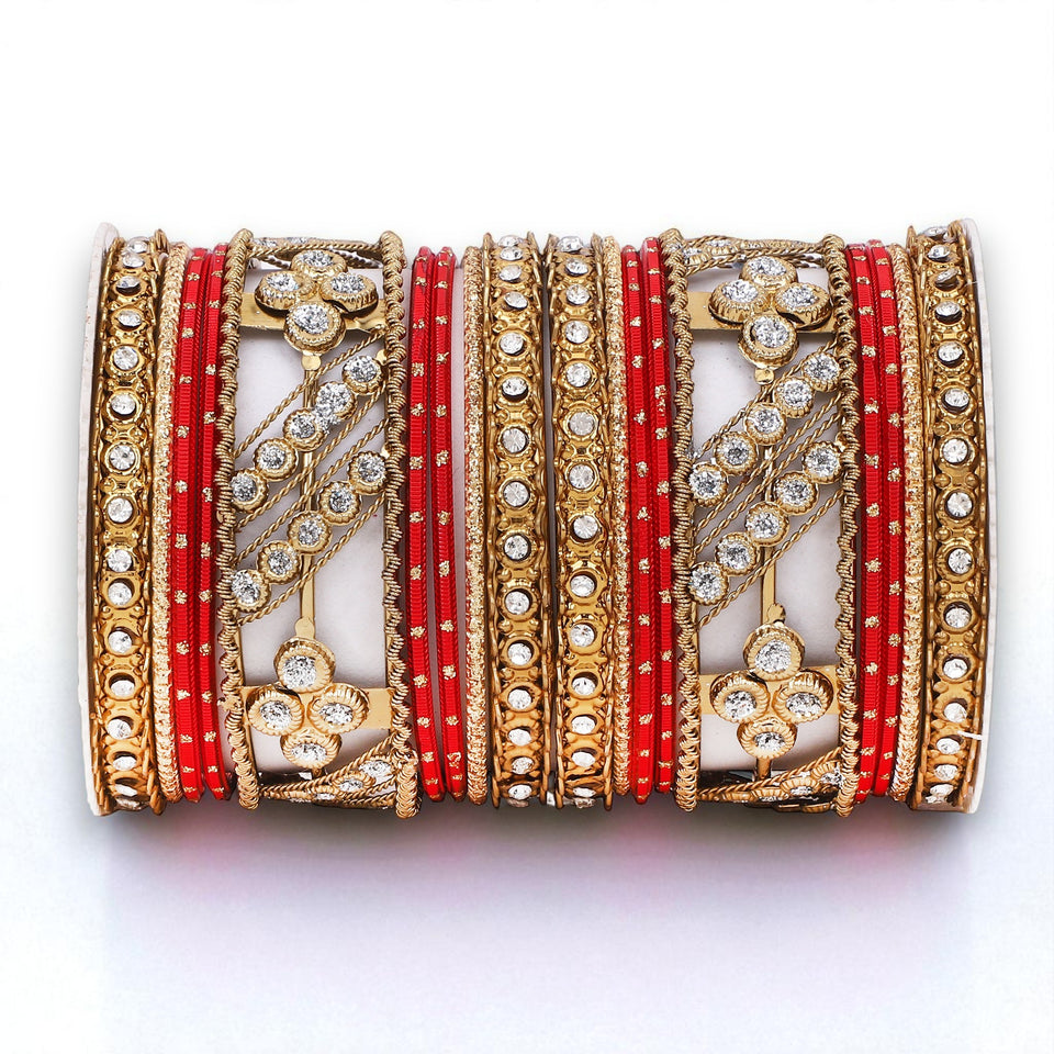 Golden dotted and Stone bangle set by Leshya