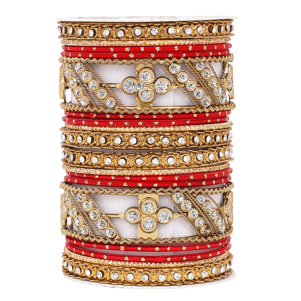 Golden dotted and Stone bangle set by Leshya