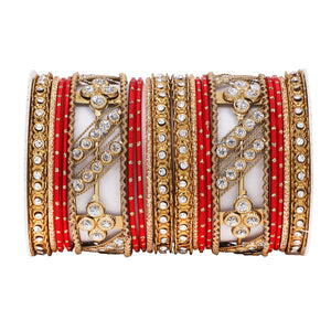 Golden dotted and Stone bangle set by Leshya