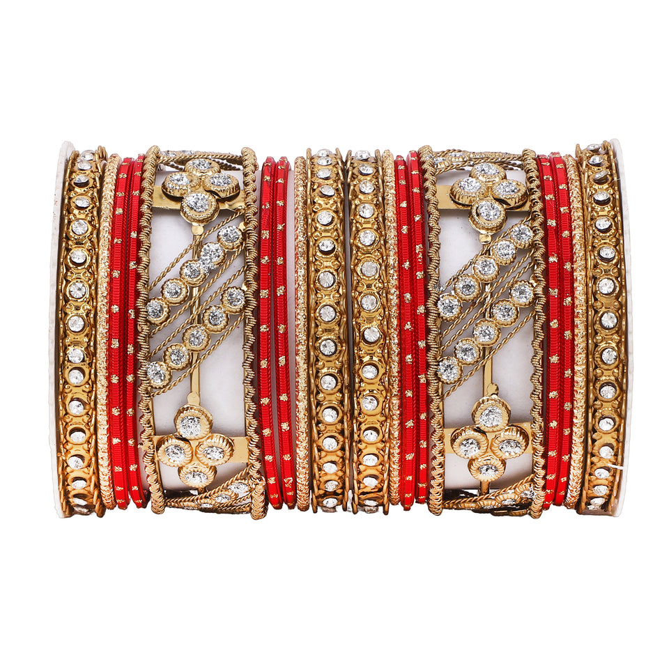 Golden dotted and Stone bangle set by Leshya