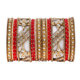 Golden dotted and Stone bangle set by Leshya