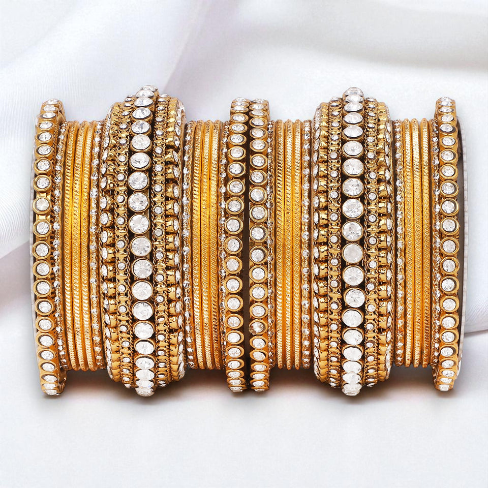 Stone bangle set with shimmer Bangles by Leshya