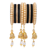 Traditional Pearl Jhumki and Velvet Bangle set by Leshya