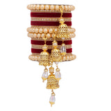 Traditional Pearl Jhumki and Velvet Bangle set by Leshya