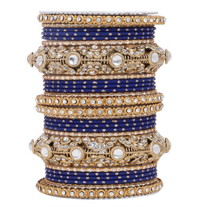 Luxurious Golden dotted and Jaaliwork bangle set by Leshya