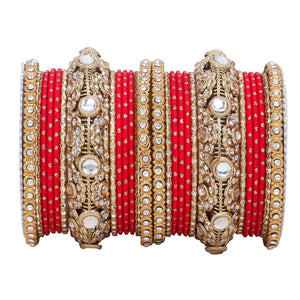 Luxurious Golden dotted and Jaaliwork bangle set by Leshya