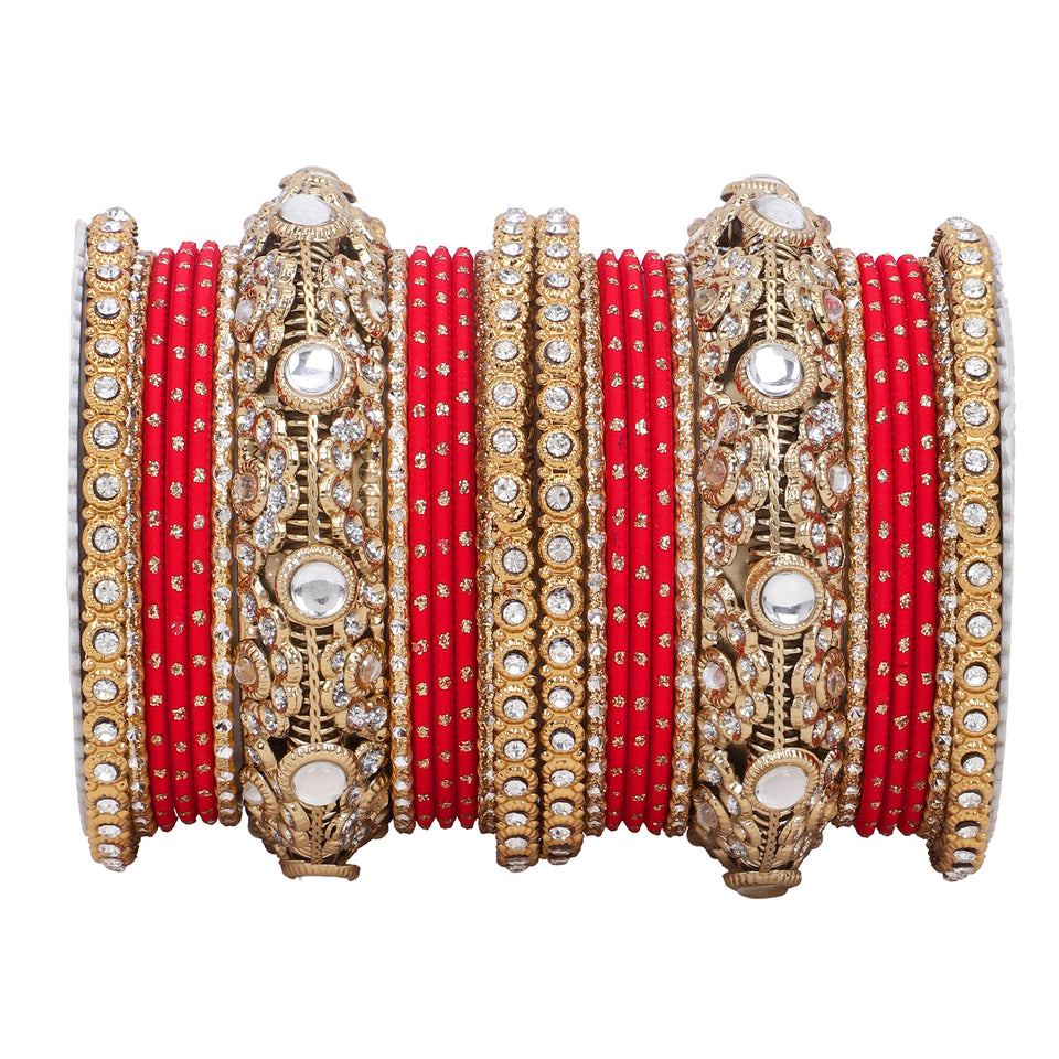Luxurious Golden dotted and Jaaliwork bangle set by Leshya