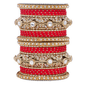 Luxurious Golden dotted and Jaaliwork bangle set by Leshya