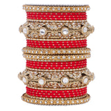 Luxurious Golden dotted and Jaaliwork bangle set by Leshya