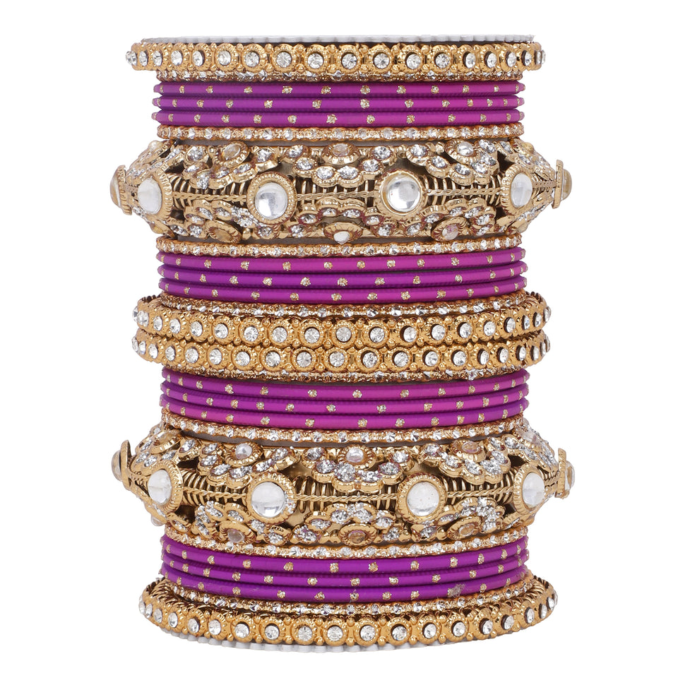 Luxurious Golden dotted and Jaaliwork bangle set by Leshya