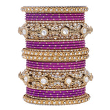 Luxurious Golden dotted and Jaaliwork bangle set by Leshya
