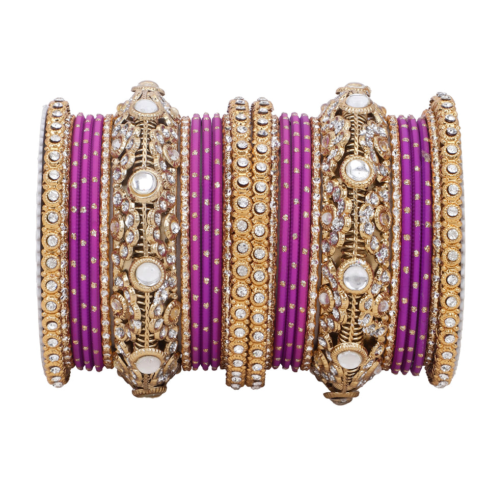 Luxurious Golden dotted and Jaaliwork bangle set by Leshya