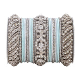 Silver Pacheli Bangle set With Flower center kada by Leshya
