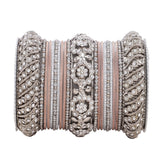 Silver Pacheli Bangle set With Flower center kada by Leshya