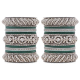 Silver Pacheli Bangle set With Flower center kada by Leshya