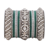 Silver Pacheli Bangle set With Flower center kada by Leshya