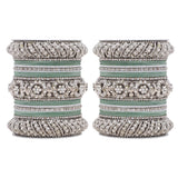 Silver Pacheli Bangle set With Flower center kada by Leshya