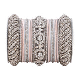 Silver Pacheli Bangle set With Flower center kada by Leshya