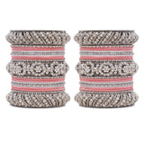 Silver Pacheli Bangle set With Flower center kada by Leshya