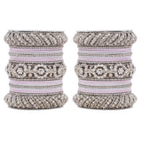 Silver Pacheli Bangle set With Flower center kada by Leshya