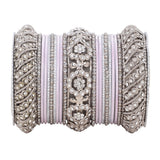 Silver Pacheli Bangle set With Flower center kada by Leshya