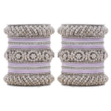 Silver Pacheli Bangle set With Flower center kada by Leshya