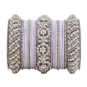Silver Pacheli Bangle set With Flower center kada by Leshya