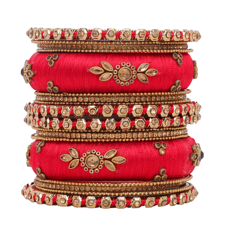 Traditional Thread Bangle set for Both hands by Leshya