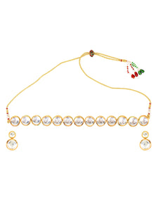 Round Necklace and Earring Kundan Set for Women by Leshya