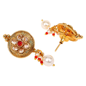 Kundan Meenakari Necklace and with pearl Earring set by Leshya