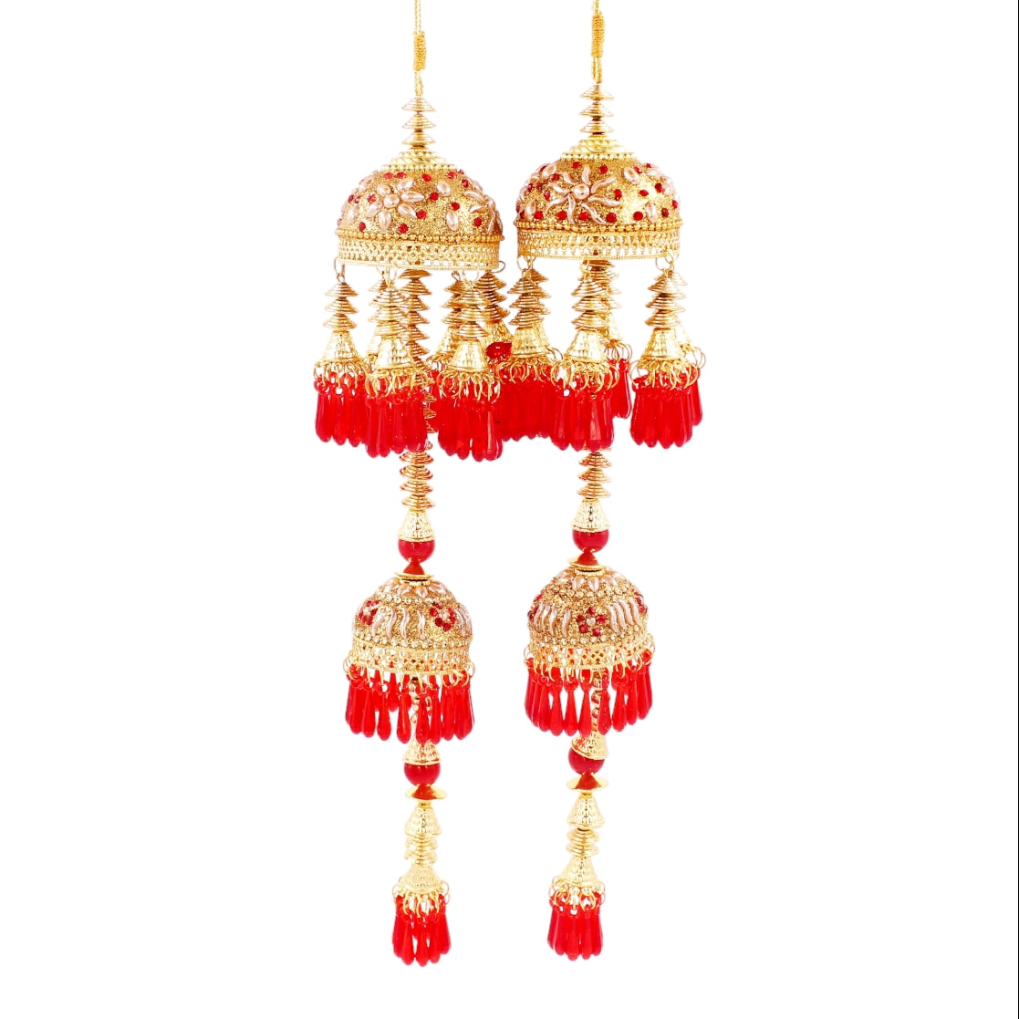 Traditional Two-Tier Jhumar Kaleere in Red by Leshya – BANGLES BY LESHYA