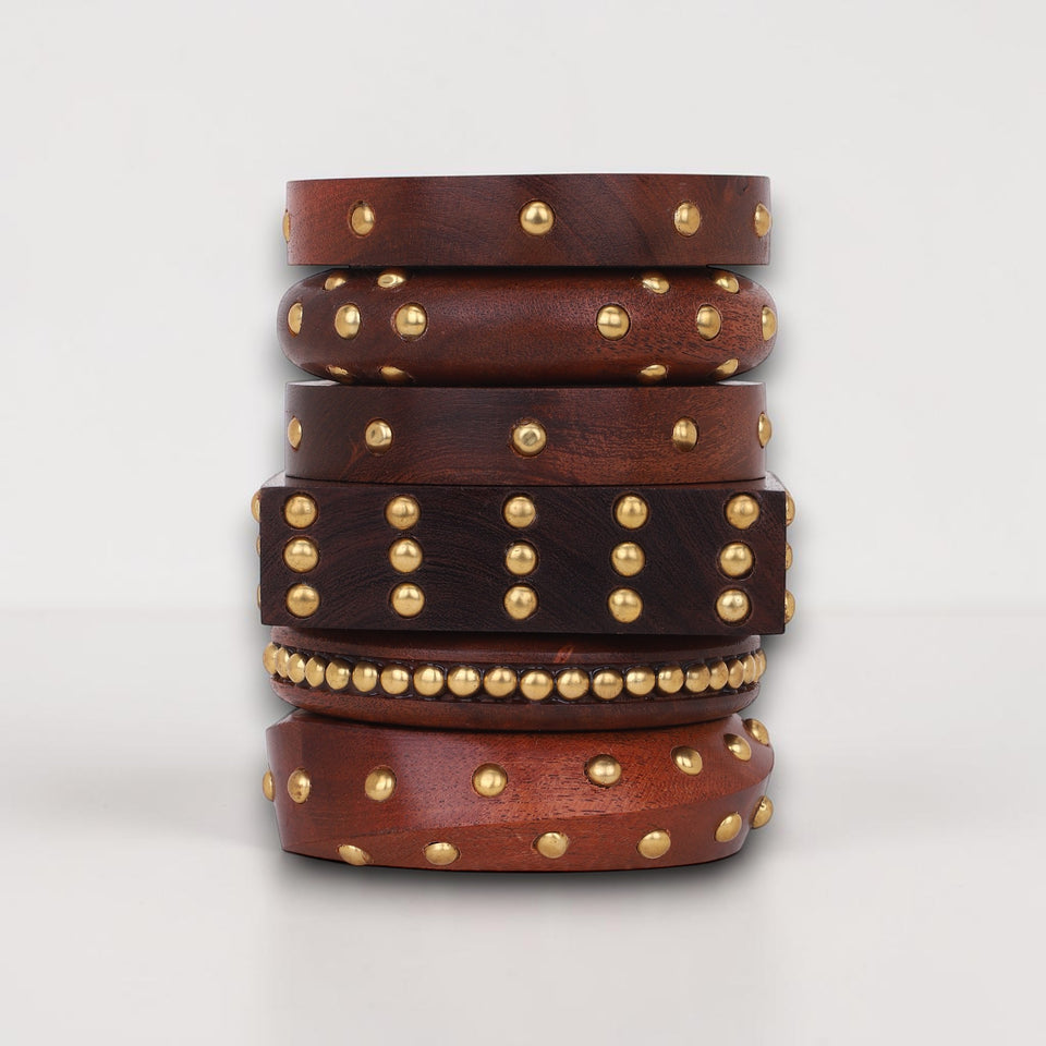 Modern Wooden Bangle Stack by Leshya