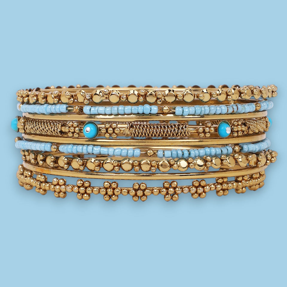 Modern Stone Tribal Bangle Stack by Leshya